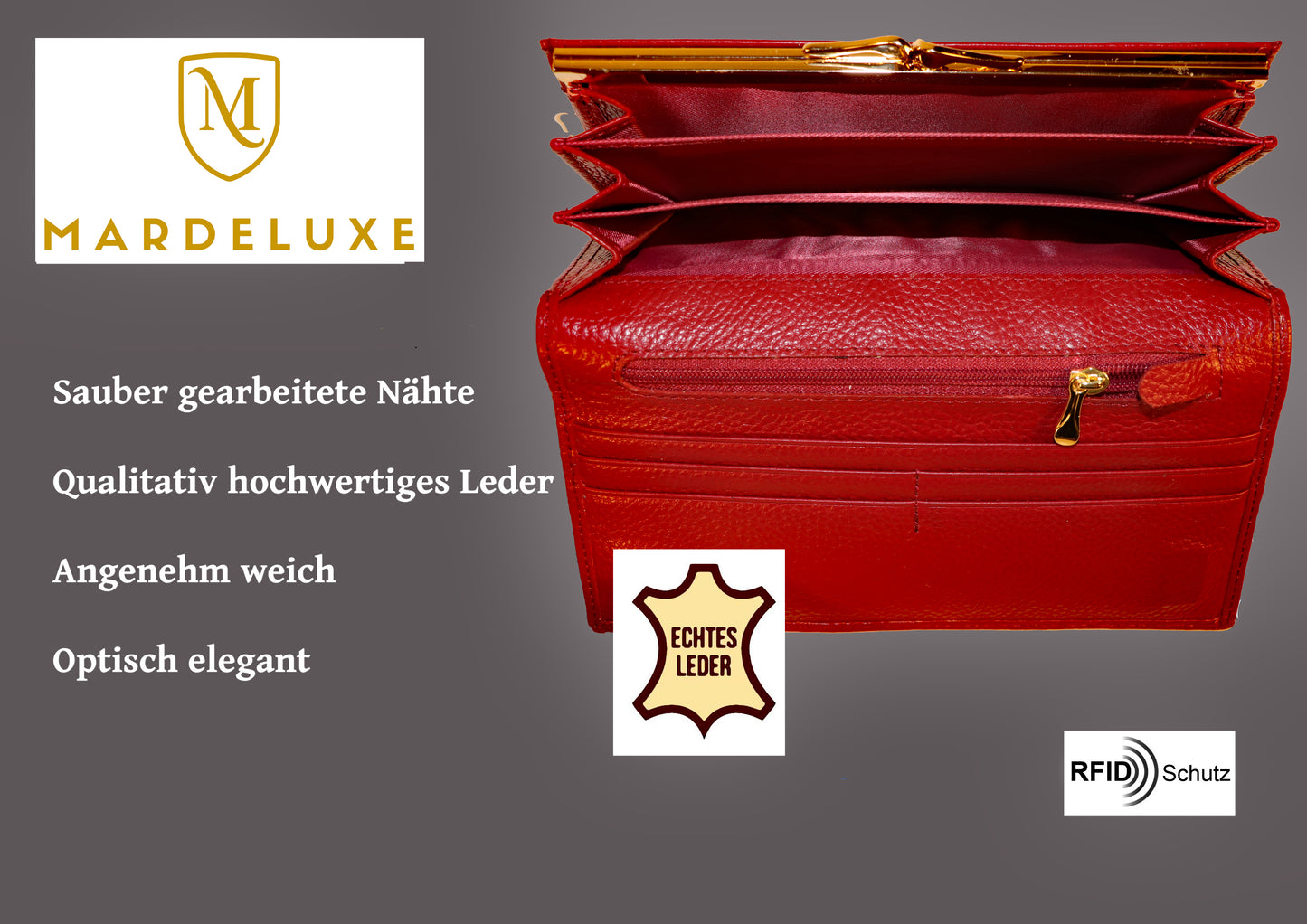 Mardeluxe Damen Geldbörse (weinrot)