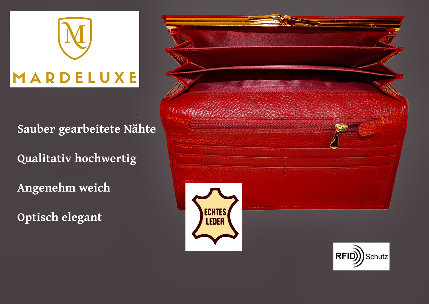 Mardeluxe Damen Geldbörse (weinrot)