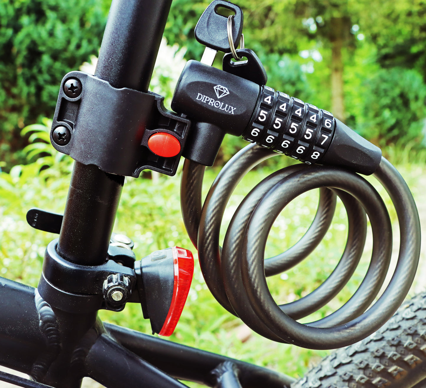Diprolux Fahrradschloss Duo, schwarz,  2 Verschlussmöglichkeiten, Hohe Sicherheit mit 5 stelligem Zahlencode, Schloss mit Schlüssel, Länge 120 cm Stahlseil für Fahrrad, Motorrad, Scooter