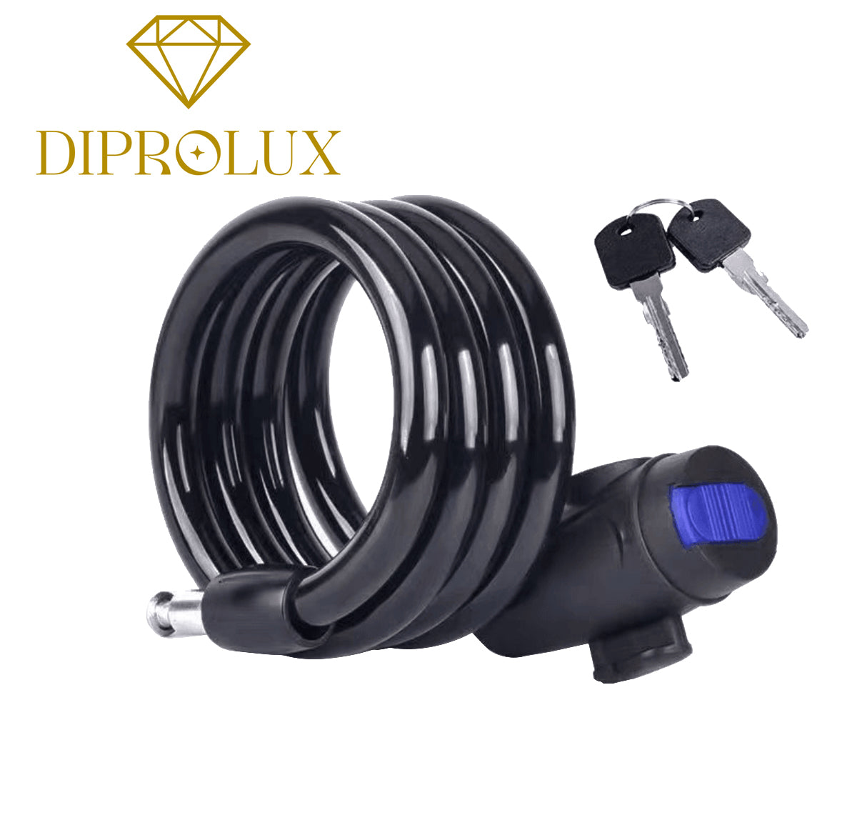 Fahrradschloss 120 cm Länge mit 2 Schlüssel und Halterung, Farbe schwarz/blau