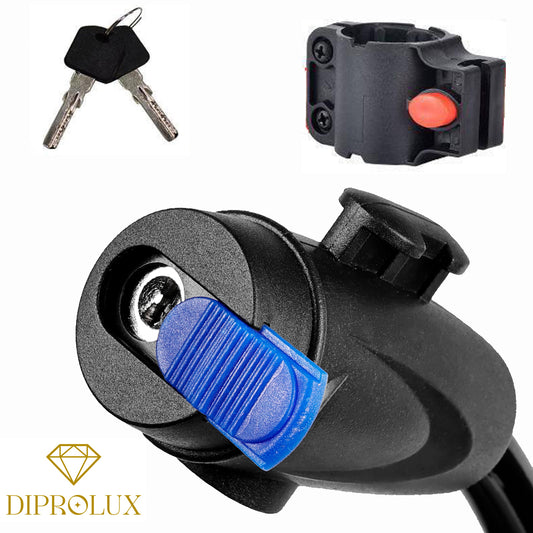 Fahrradschloss 120 cm Länge mit 2 Schlüssel und Halterung, Farbe schwarz/blau