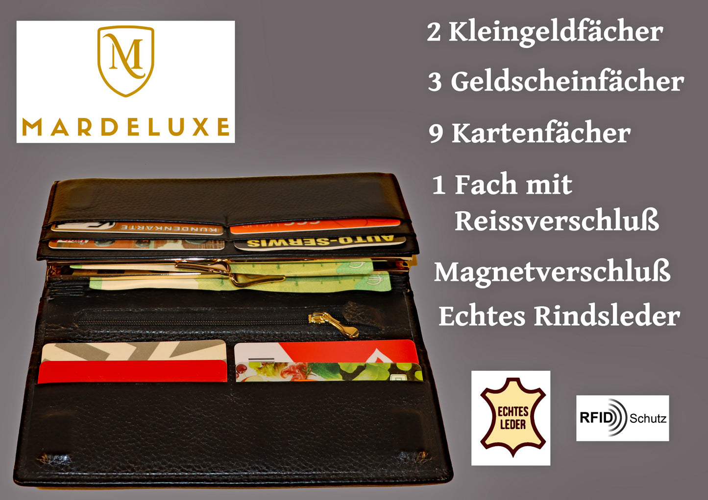 Mardeluxe Damen Geldbörse schwarz